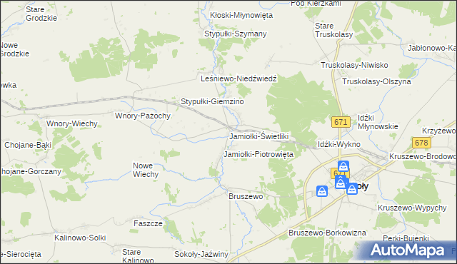 mapa Jamiołki-Świetliki, Jamiołki-Świetliki na mapie Targeo