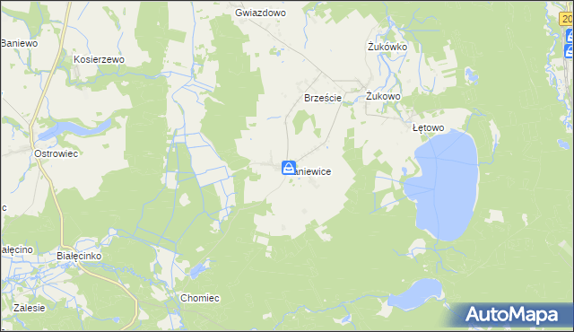 mapa Janiewice, Janiewice na mapie Targeo