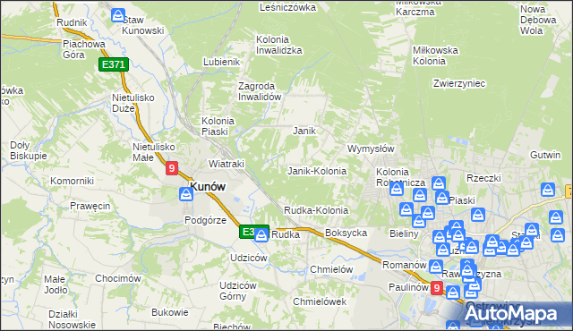 mapa Janik-Kolonia, Janik-Kolonia na mapie Targeo