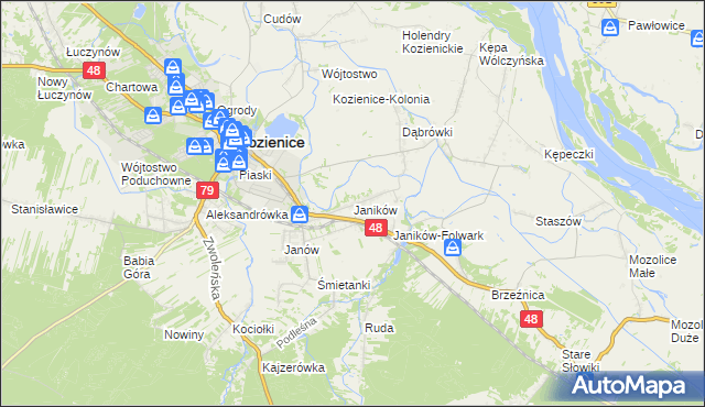 mapa Janików gmina Kozienice, Janików gmina Kozienice na mapie Targeo