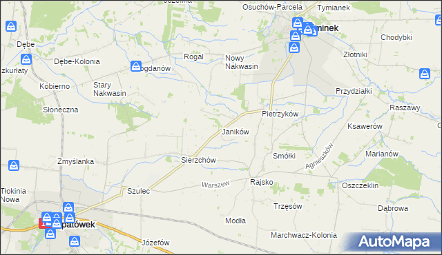 mapa Janików gmina Opatówek, Janików gmina Opatówek na mapie Targeo