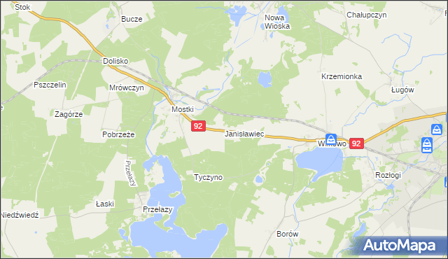 mapa Janisławiec, Janisławiec na mapie Targeo
