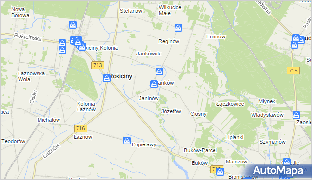 mapa Janków Trzeci gmina Rokiciny, Janków Trzeci gmina Rokiciny na mapie Targeo
