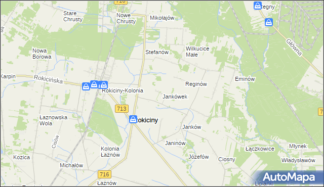 mapa Jankówek gmina Rokiciny, Jankówek gmina Rokiciny na mapie Targeo