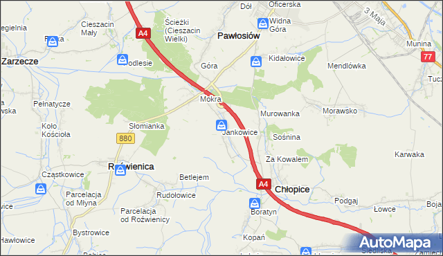 mapa Jankowice gmina Chłopice, Jankowice gmina Chłopice na mapie Targeo