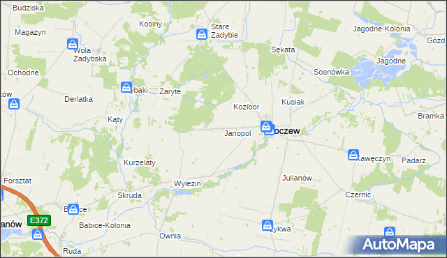 mapa Janopol gmina Kłoczew, Janopol gmina Kłoczew na mapie Targeo