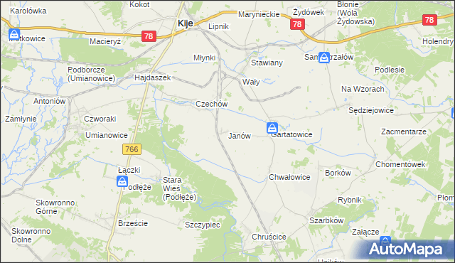 mapa Janów gmina Kije, Janów gmina Kije na mapie Targeo