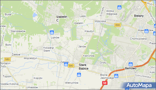 mapa Janów gmina Stare Babice, Janów gmina Stare Babice na mapie Targeo