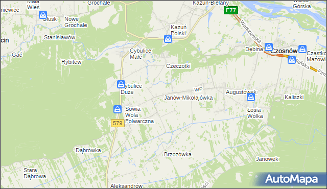 mapa Janów-Mikołajówka, Janów-Mikołajówka na mapie Targeo