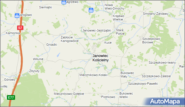 mapa Janowiec Kościelny, Janowiec Kościelny na mapie Targeo