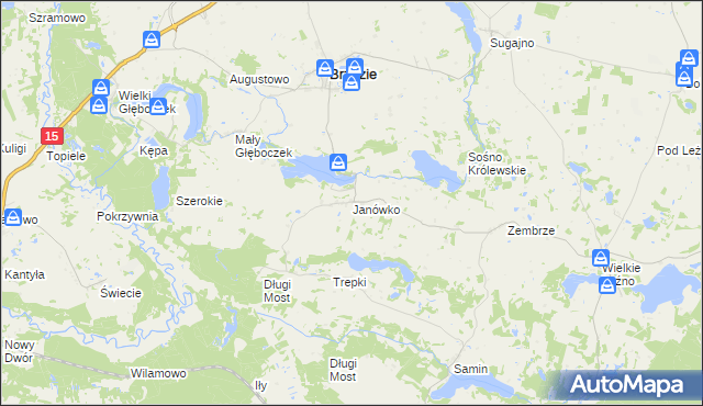 mapa Janówko gmina Brzozie, Janówko gmina Brzozie na mapie Targeo