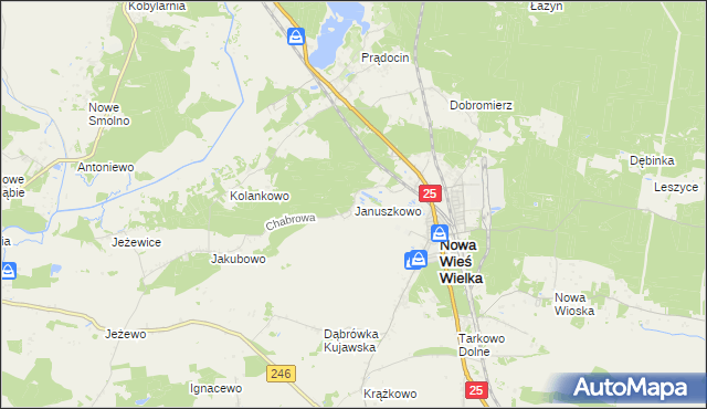 mapa Januszkowo gmina Nowa Wieś Wielka, Januszkowo gmina Nowa Wieś Wielka na mapie Targeo