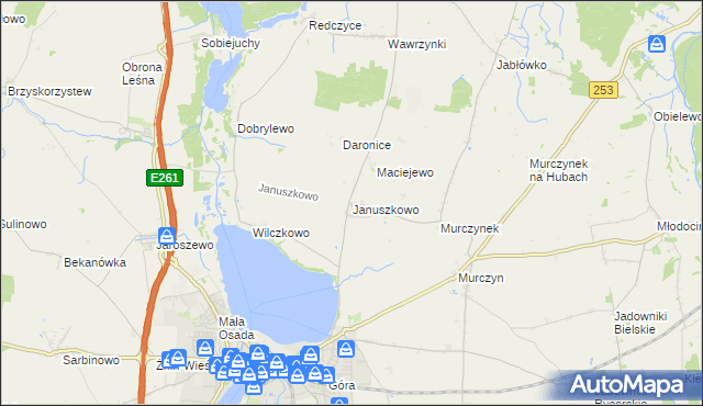 mapa Januszkowo gmina Żnin, Januszkowo gmina Żnin na mapie Targeo