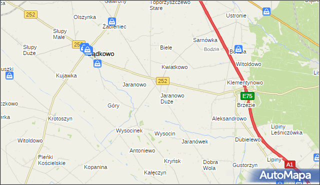 mapa Jaranowo Duże, Jaranowo Duże na mapie Targeo