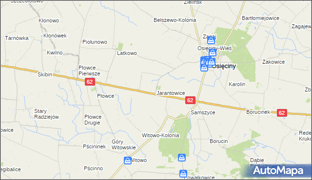 mapa Jarantowice gmina Osięciny, Jarantowice gmina Osięciny na mapie Targeo