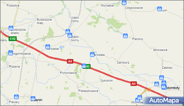 mapa Jarosław gmina Udanin, Jarosław gmina Udanin na mapie Targeo