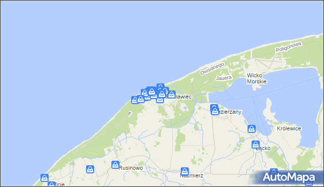 mapa Jarosławiec gmina Postomino, Jarosławiec gmina Postomino na mapie Targeo