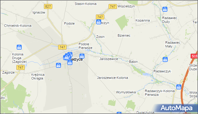 mapa Jaroszewice, Jaroszewice na mapie Targeo