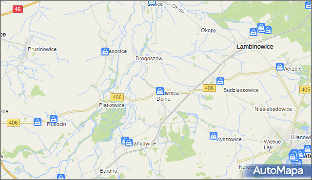 mapa Jasienica Dolna, Jasienica Dolna na mapie Targeo