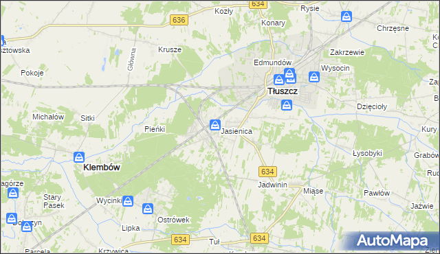 mapa Jasienica gmina Tłuszcz, Jasienica gmina Tłuszcz na mapie Targeo