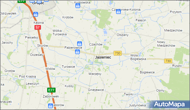 mapa Jasieniec powiat grójecki, Jasieniec powiat grójecki na mapie Targeo