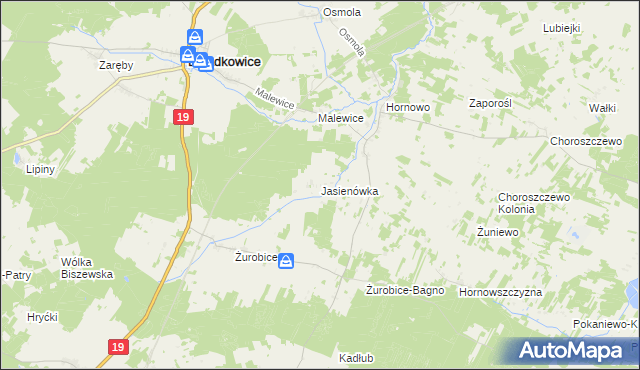 mapa Jasienówka, Jasienówka na mapie Targeo