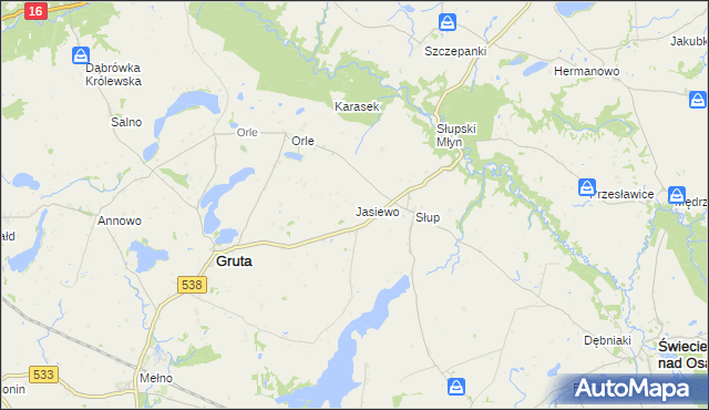 mapa Jasiewo, Jasiewo na mapie Targeo