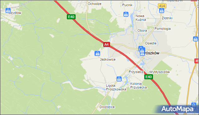 mapa Jaśkowice gmina Prószków, Jaśkowice gmina Prószków na mapie Targeo