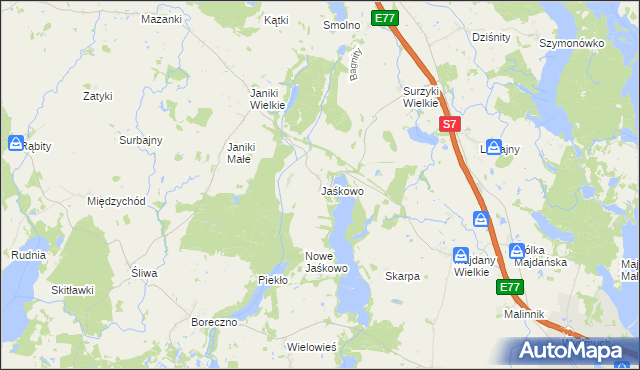 mapa Jaśkowo gmina Zalewo, Jaśkowo gmina Zalewo na mapie Targeo