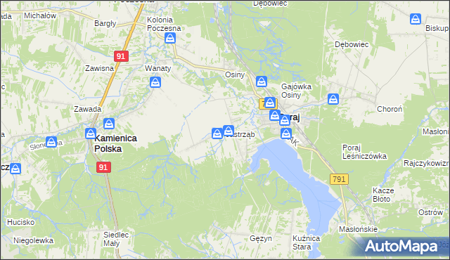 mapa Jastrząb gmina Poraj, Jastrząb gmina Poraj na mapie Targeo