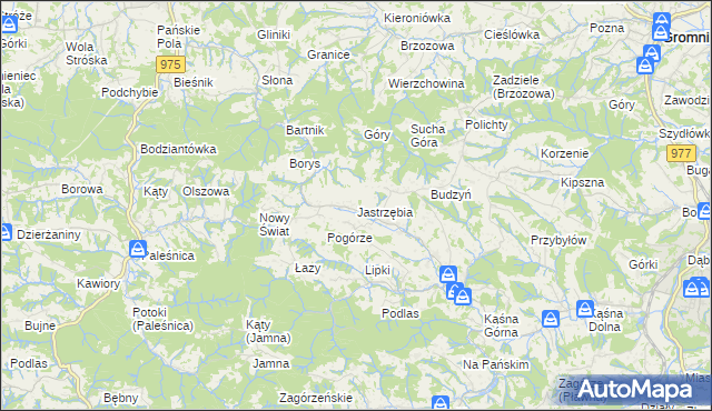 mapa Jastrzębia gmina Ciężkowice, Jastrzębia gmina Ciężkowice na mapie Targeo