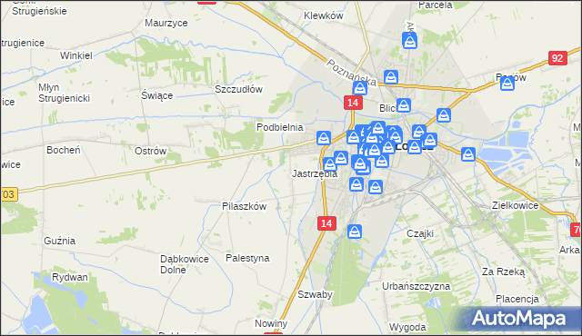 mapa Jastrzębia gmina Łowicz, Jastrzębia gmina Łowicz na mapie Targeo