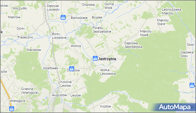 mapa Jastrzębia powiat radomski, Jastrzębia powiat radomski na mapie Targeo