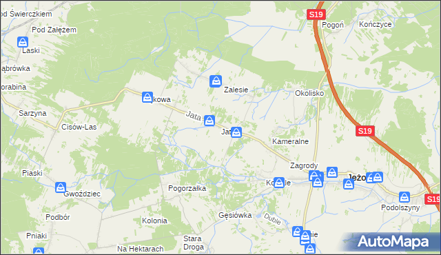 mapa Jata gmina Jeżowe, Jata gmina Jeżowe na mapie Targeo