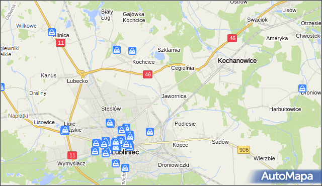 mapa Jawornica gmina Kochanowice, Jawornica gmina Kochanowice na mapie Targeo