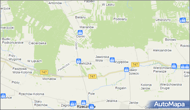 mapa Jaworska Wola, Jaworska Wola na mapie Targeo