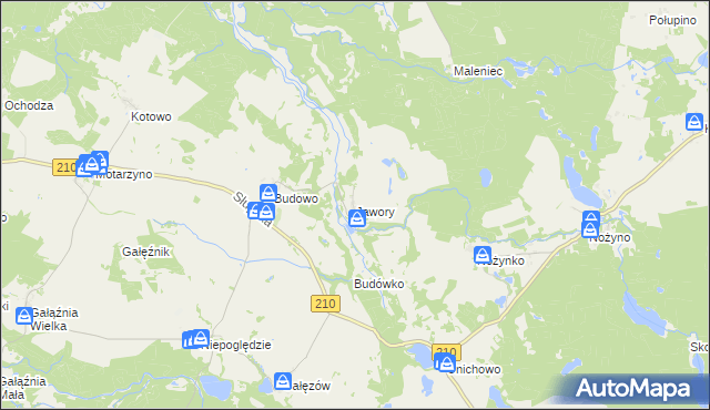 mapa Jawory gmina Dębnica Kaszubska, Jawory gmina Dębnica Kaszubska na mapie Targeo