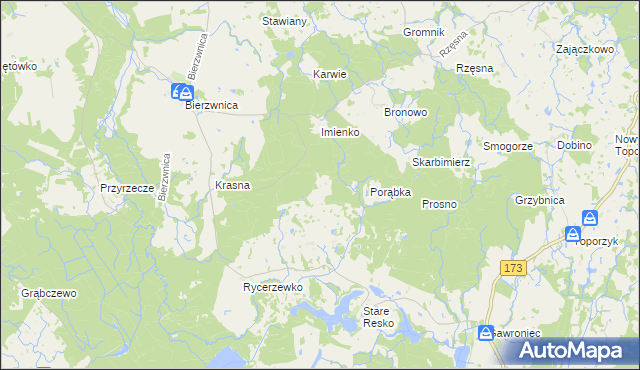 mapa Jaźwiny gmina Połczyn-Zdrój, Jaźwiny gmina Połczyn-Zdrój na mapie Targeo