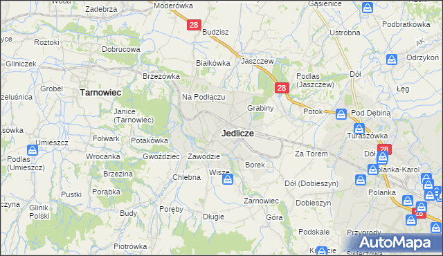 mapa Jedlicze, Jedlicze na mapie Targeo