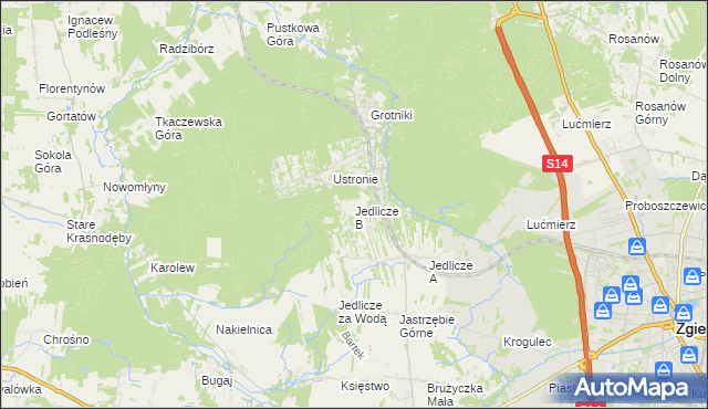 mapa Jedlicze B, Jedlicze B na mapie Targeo