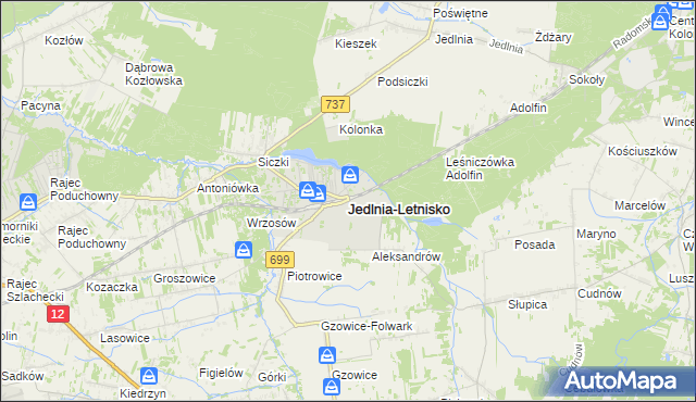 mapa Jedlnia-Letnisko, Jedlnia-Letnisko na mapie Targeo