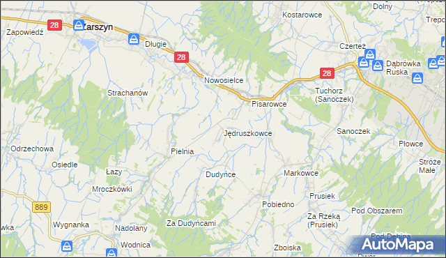 mapa Jędruszkowce, Jędruszkowce na mapie Targeo