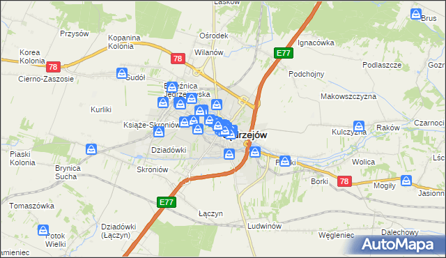 mapa Jędrzejów, Jędrzejów na mapie Targeo