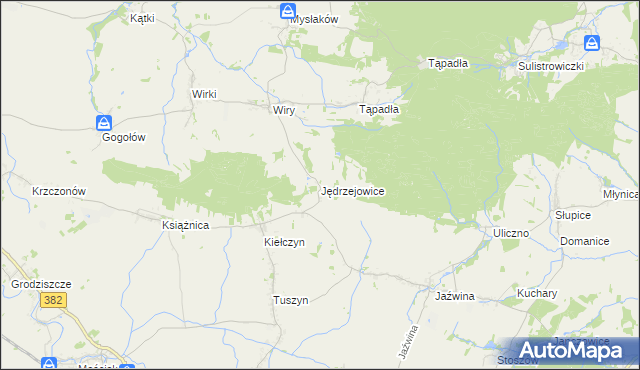 mapa Jędrzejowice gmina Dzierżoniów, Jędrzejowice gmina Dzierżoniów na mapie Targeo