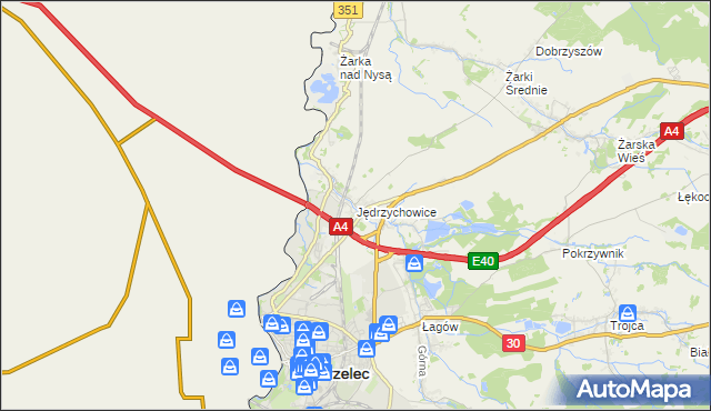 mapa Jędrzychowice gmina Zgorzelec, Jędrzychowice gmina Zgorzelec na mapie Targeo