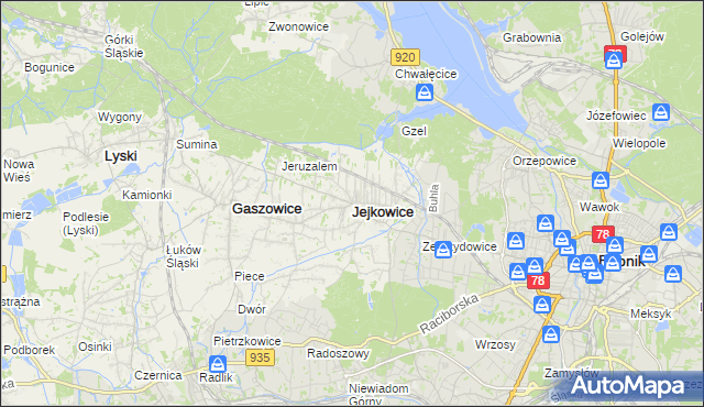 mapa Jejkowice, Jejkowice na mapie Targeo