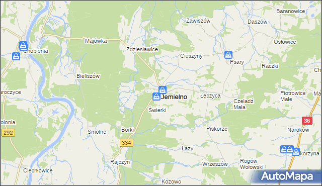 mapa Jemielno, Jemielno na mapie Targeo