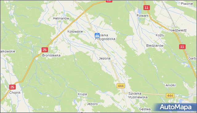 mapa Jesiona gmina Ostrzeszów, Jesiona gmina Ostrzeszów na mapie Targeo