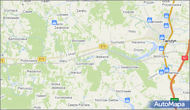 mapa Jeżewice gmina Tarczyn, Jeżewice gmina Tarczyn na mapie Targeo