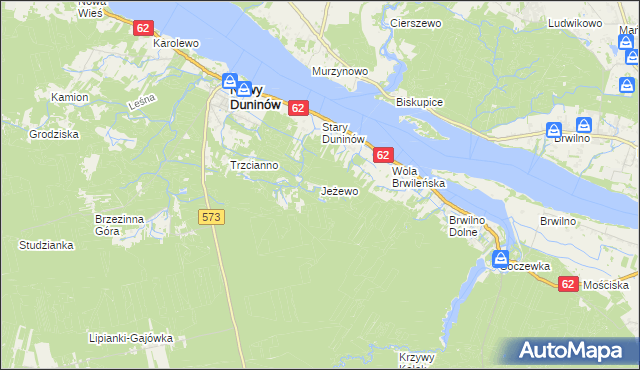 mapa Jeżewo gmina Nowy Duninów, Jeżewo gmina Nowy Duninów na mapie Targeo